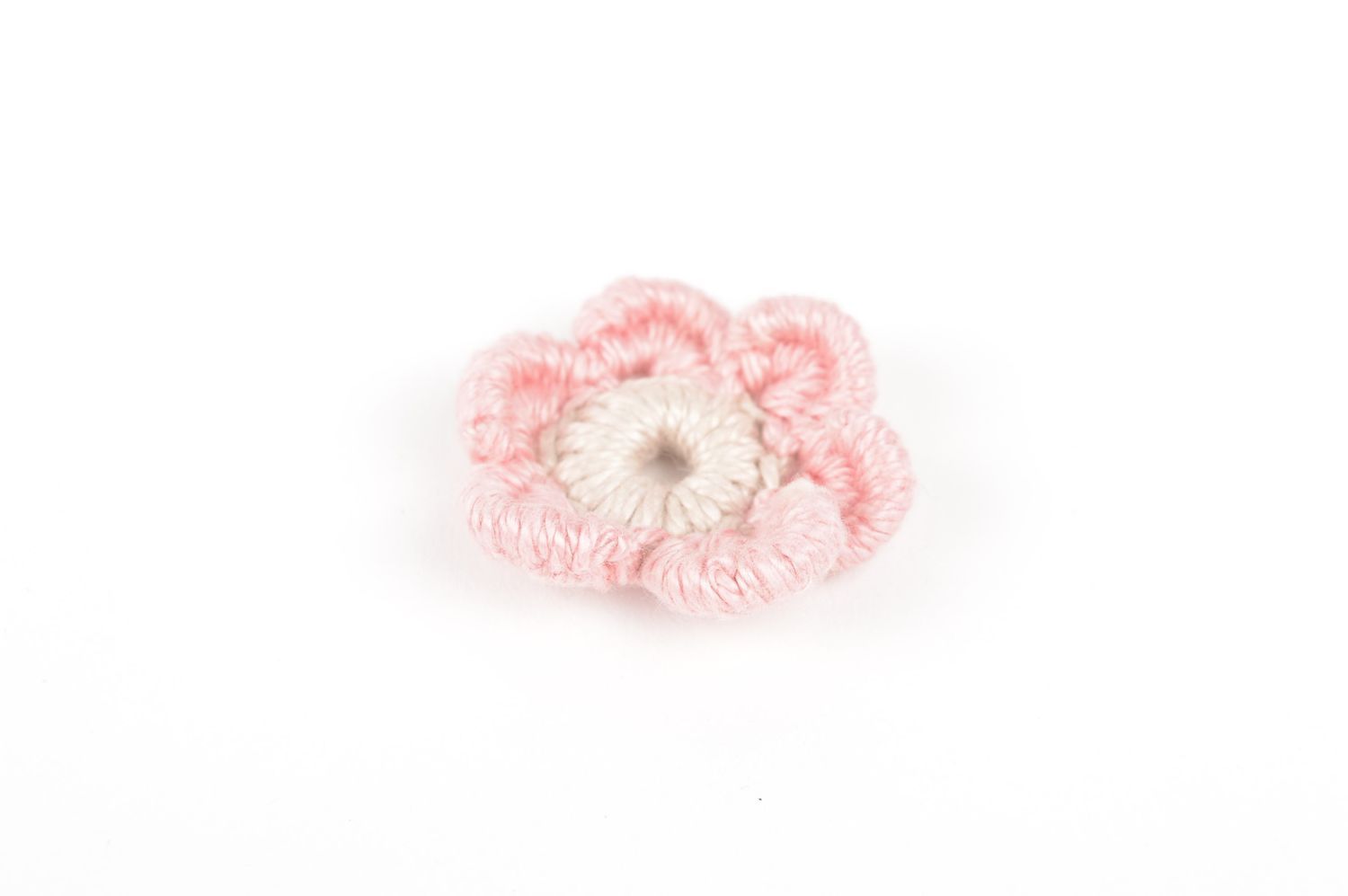 Fleur tricot fait main Fourniture bijoux rose clair au crochet Loisirs créatifs photo 2