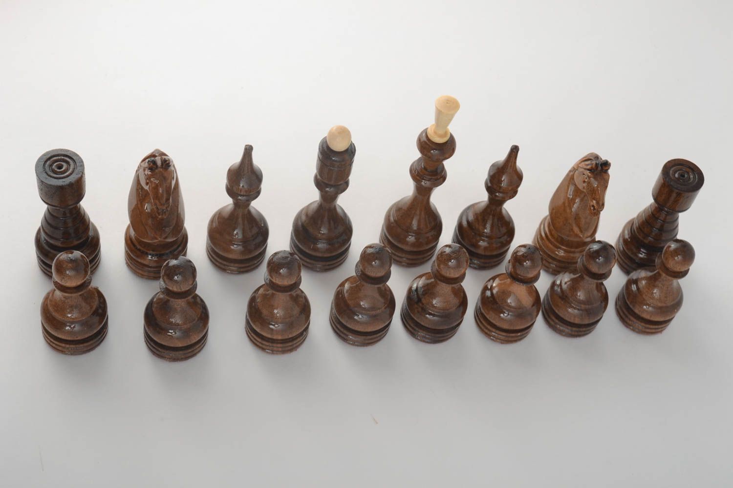 Unusual handmade wooden chessmen chess pieces board games best gifts for him photo 2