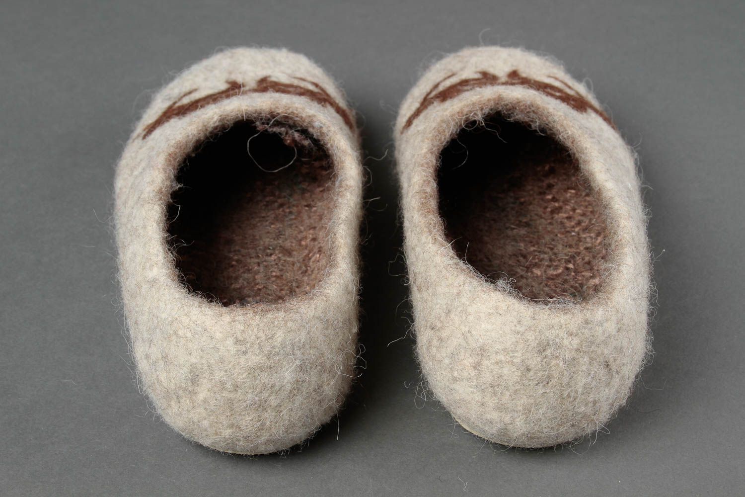 Handmade felted grey slippers home woolen slippers warm stylish present photo 5