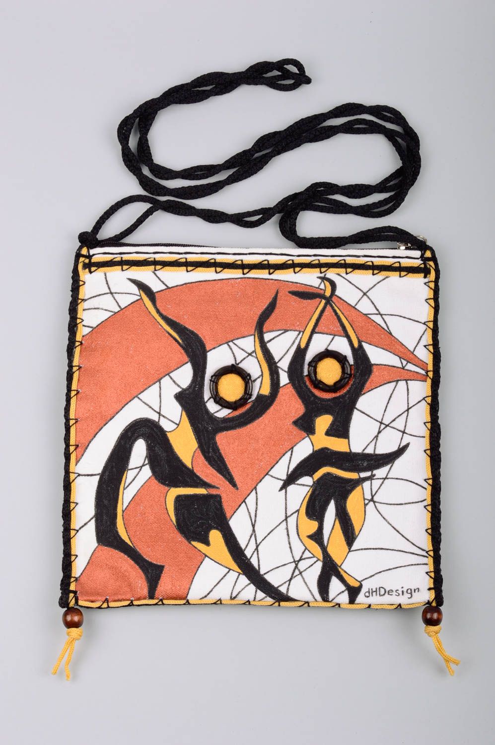 Bolso de tela artesanal con bolsillo accesorio de mujer regalo original pintado foto 1