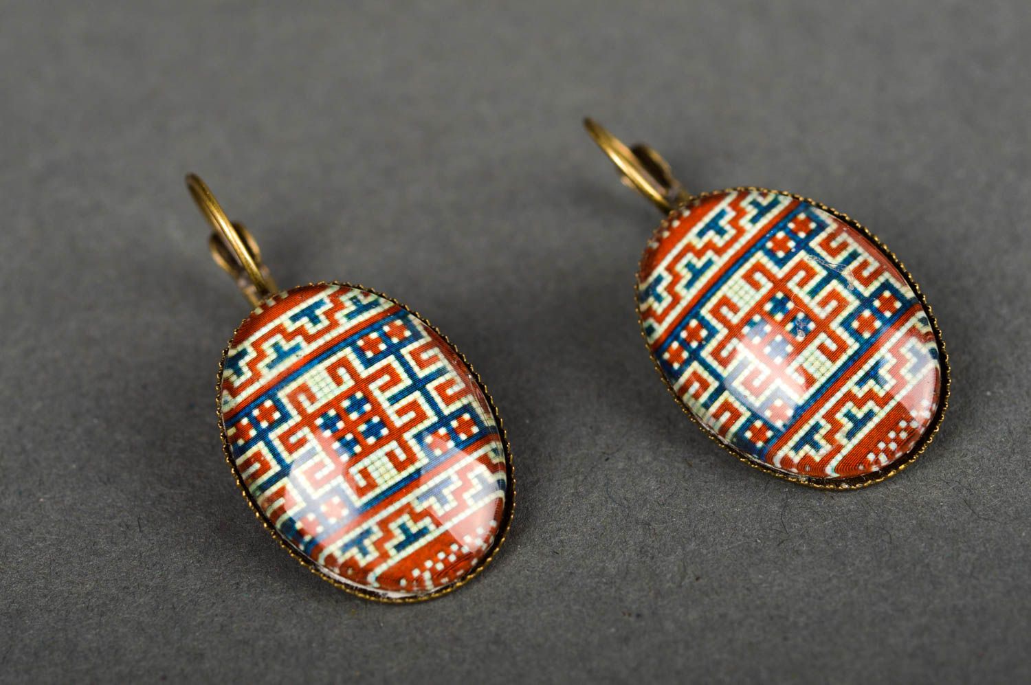 Earrings with print handmade designer earrings vintage jewelry handmade jewelry photo 2