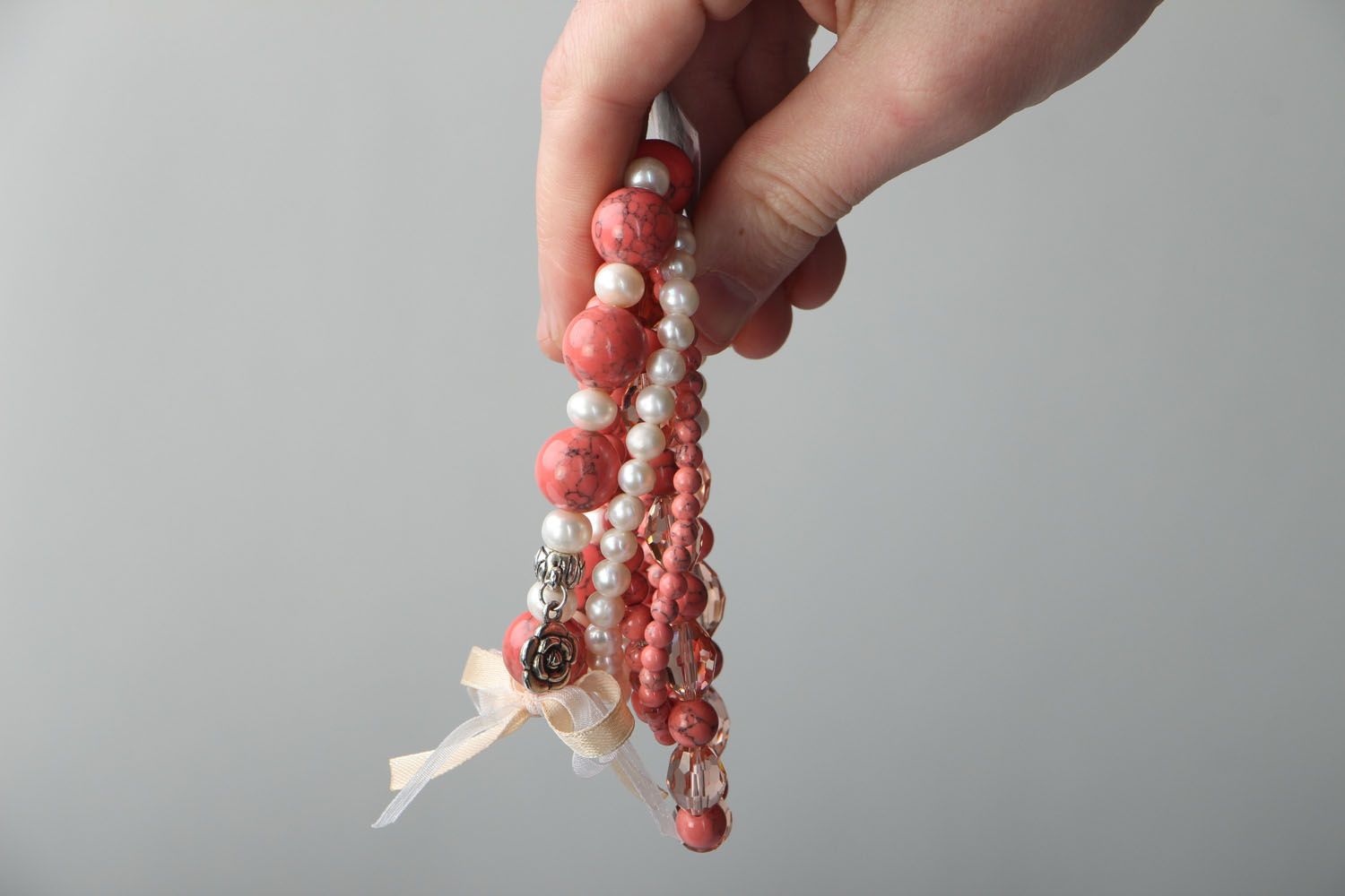 Bracciali di corallo fatti a mano braccialetti originali da polso per donna foto 4