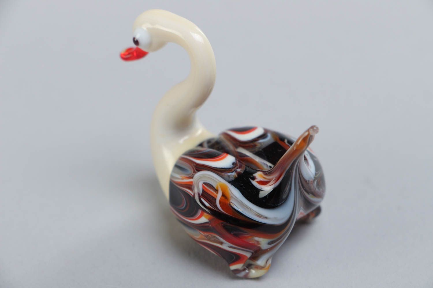 Beautiful unusual colorful handmade lampwork glass figurine of swan photo 3