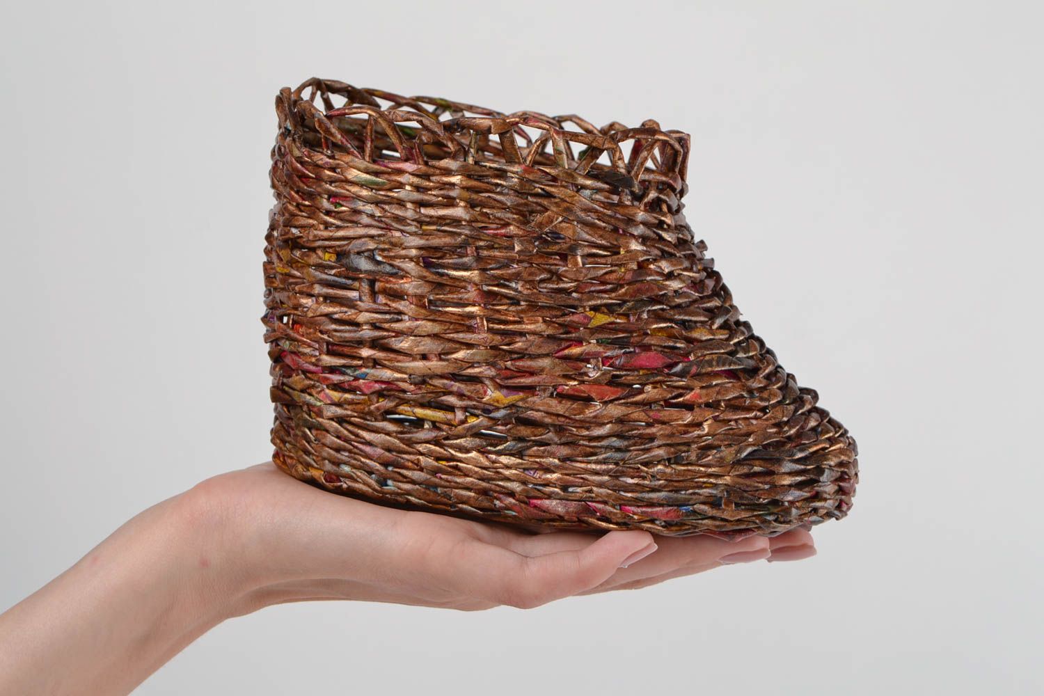 Handmade paper tubes basket interior decoration storage ideas for present photo 2