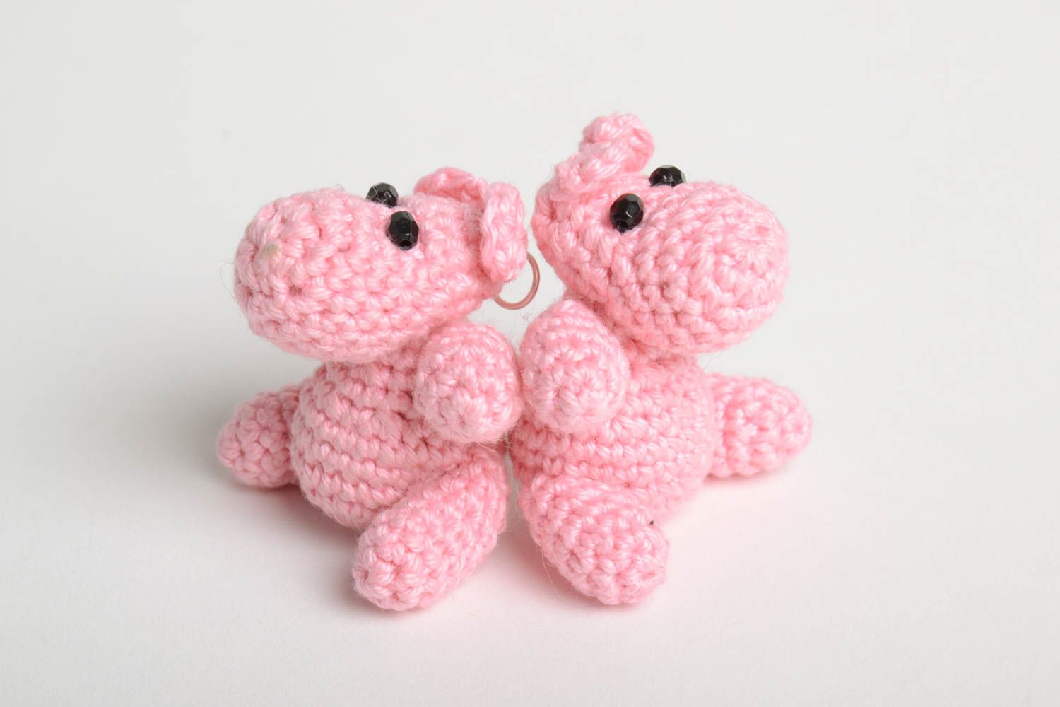 Jouets tricotés Peluches faites main en coton Cadeau enfant Hippopotames photo 2