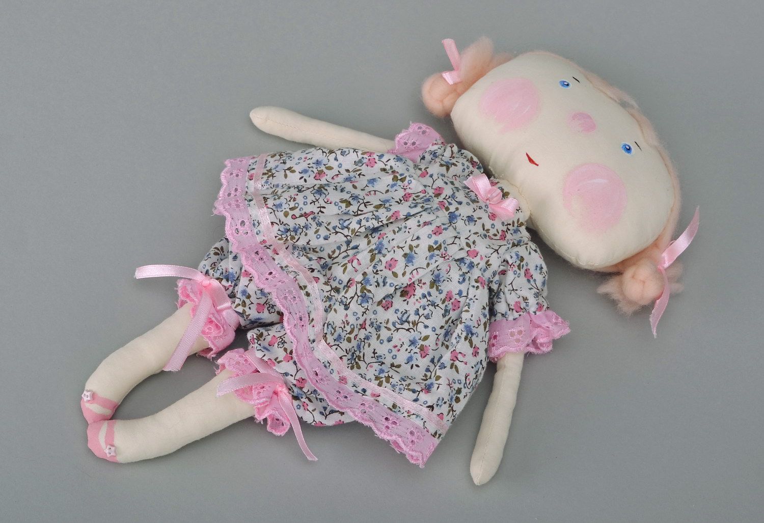 Fabric doll Girl with pink cheeks photo 1