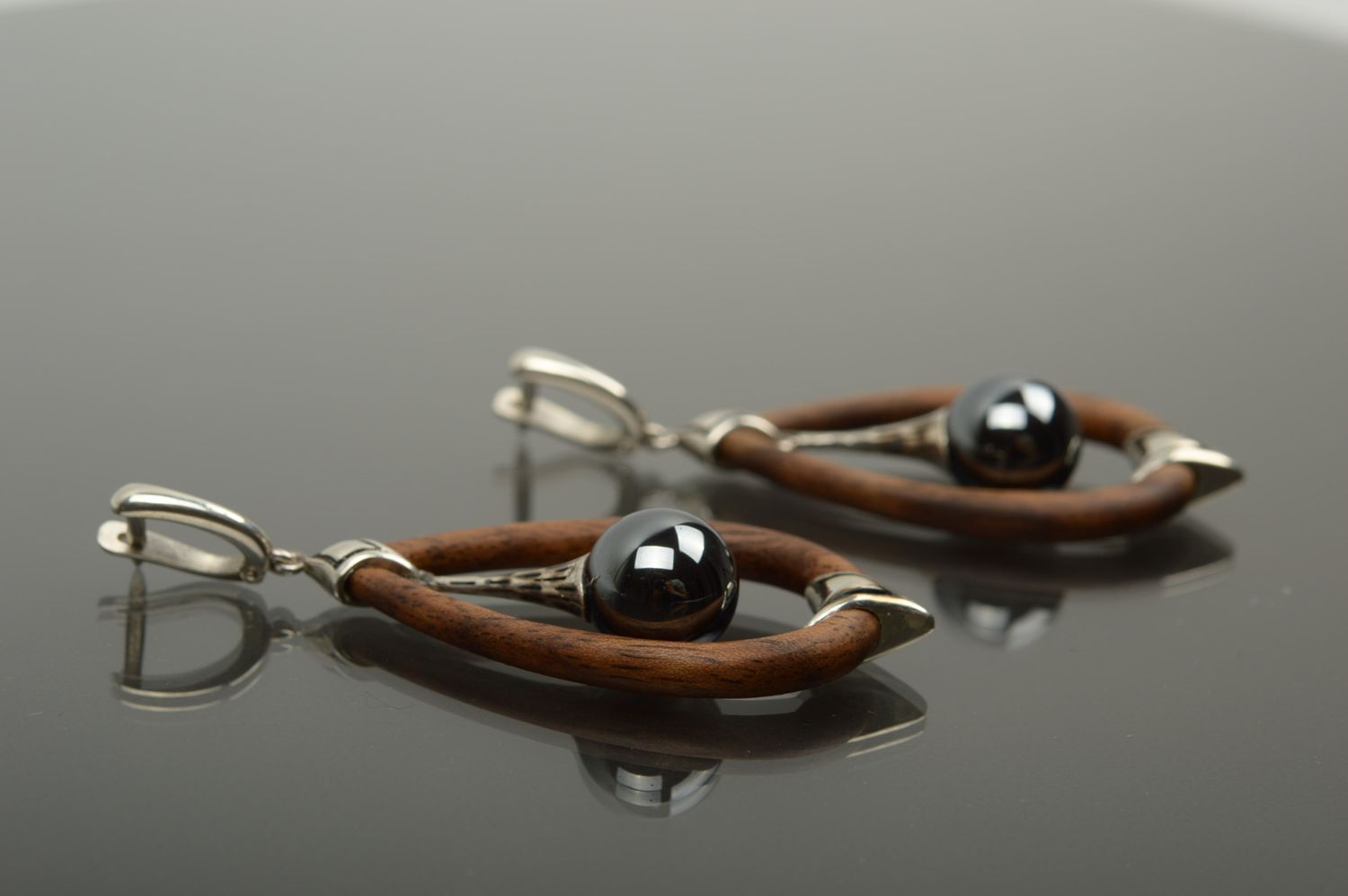 Handmade Modeschmuck Ohrringe Schmuck aus Holz Accessoire für Frauen Tropfen foto 2