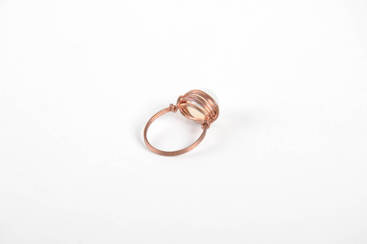 Handmade copper wire ring ring with natural stones handmade copper jewelry photo 4