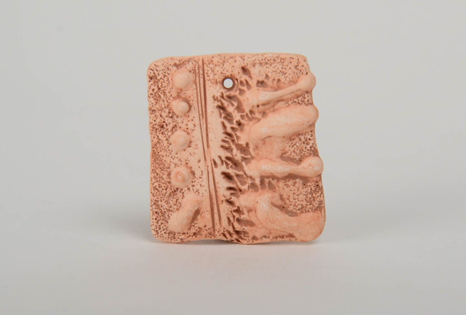 Handmade decorative ceramic element component for ethnic jewelry making photo 2