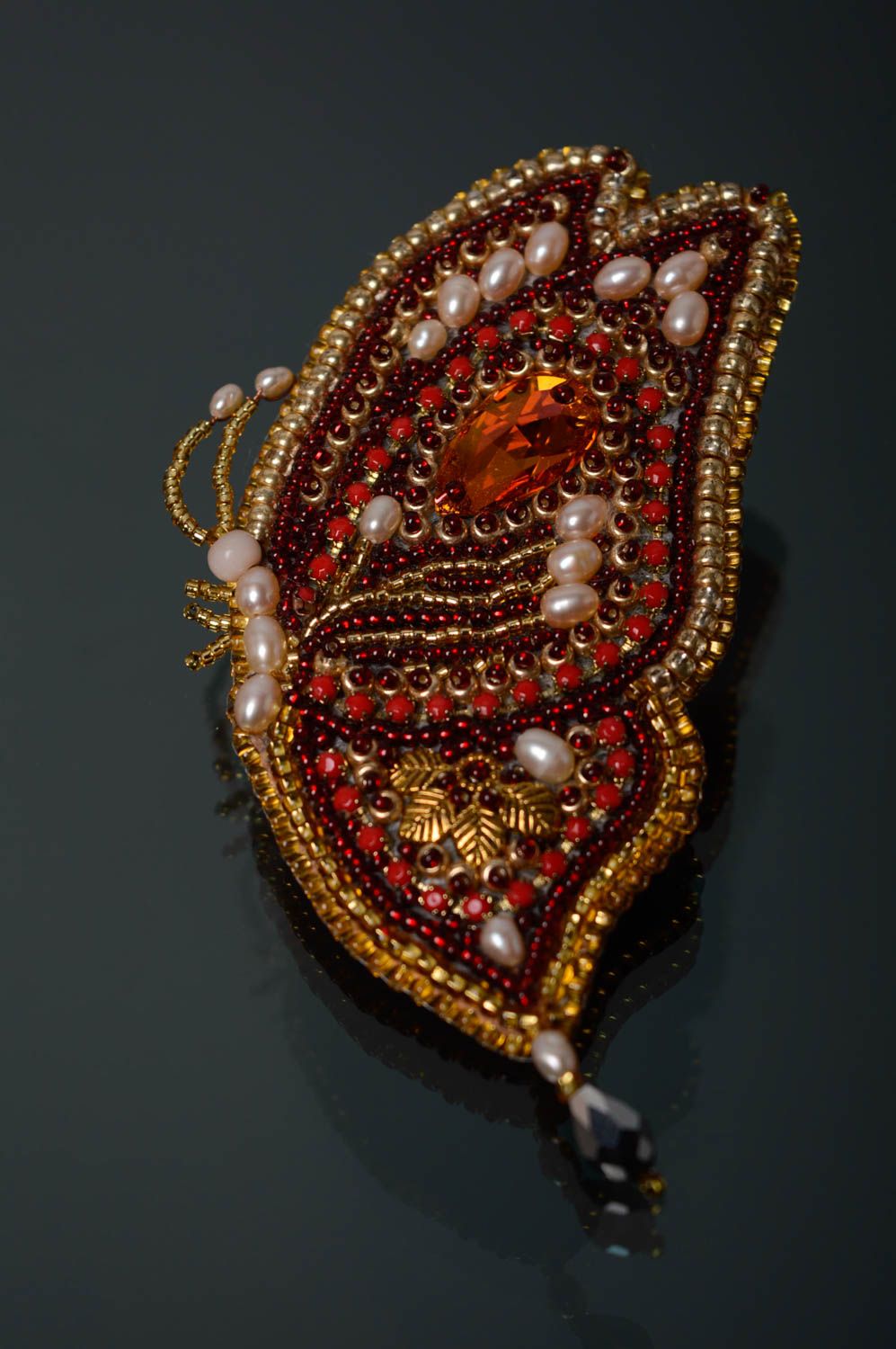 Beaded brooch-pendant Butterfly photo 4