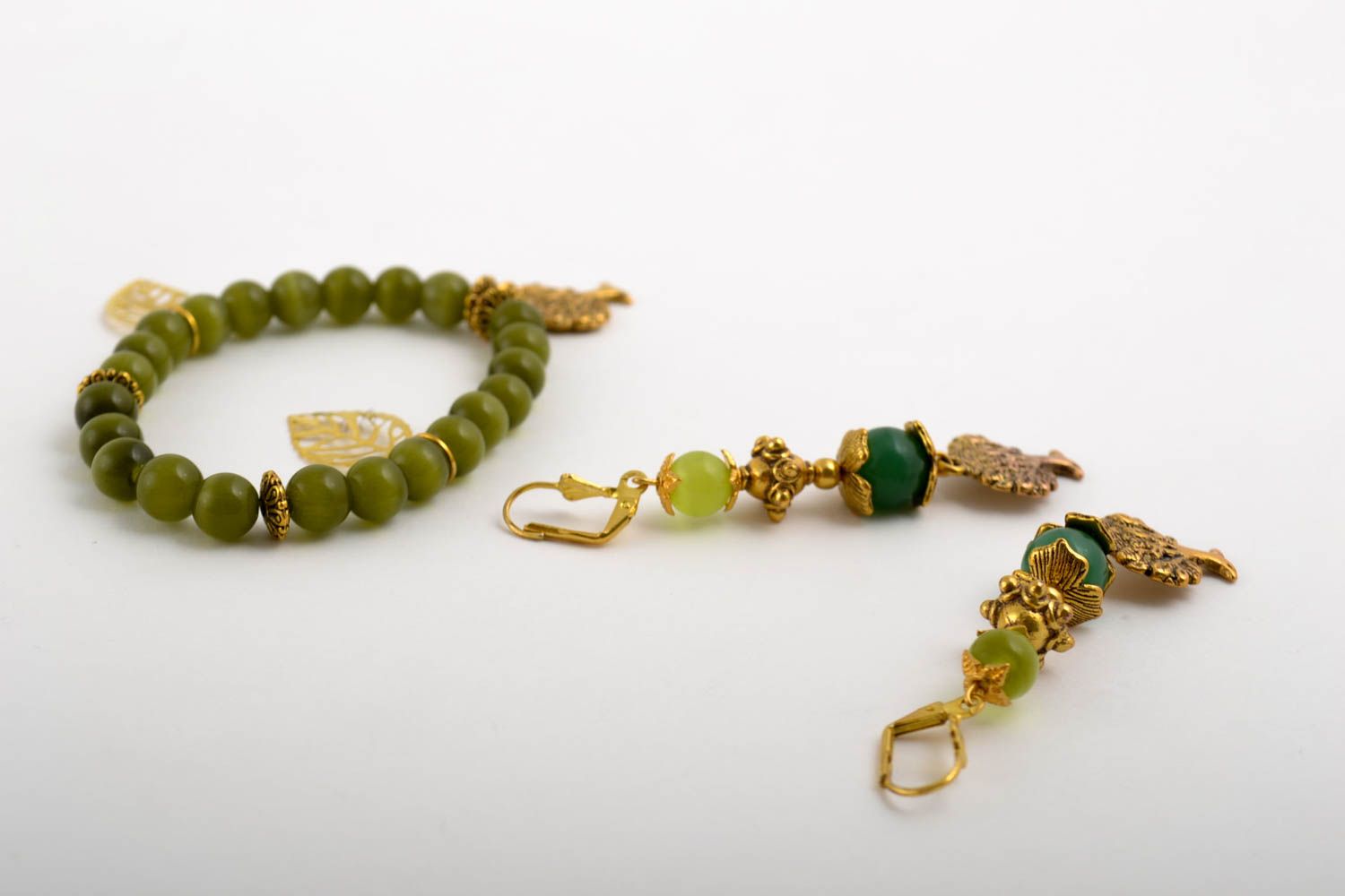 Womens handmade jewelry set beaded bracelet beaded earrings fashion trends photo 4