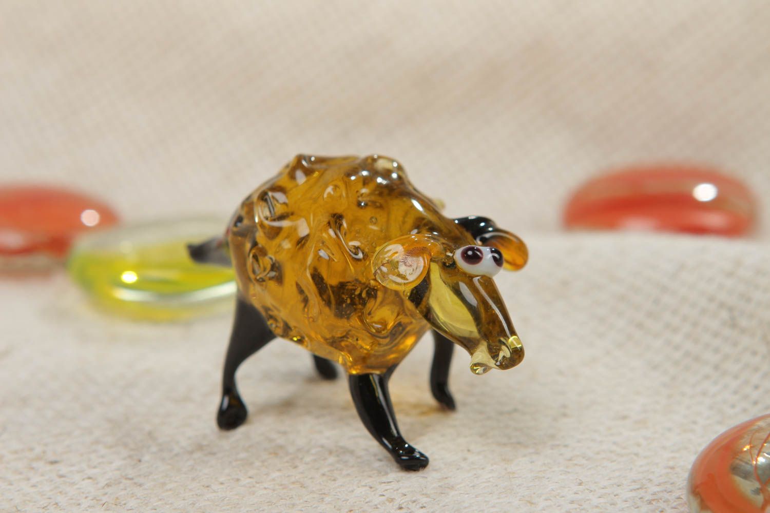 Figurine miniature en verre au chalumeau brune décorative faite main Brebis photo 5