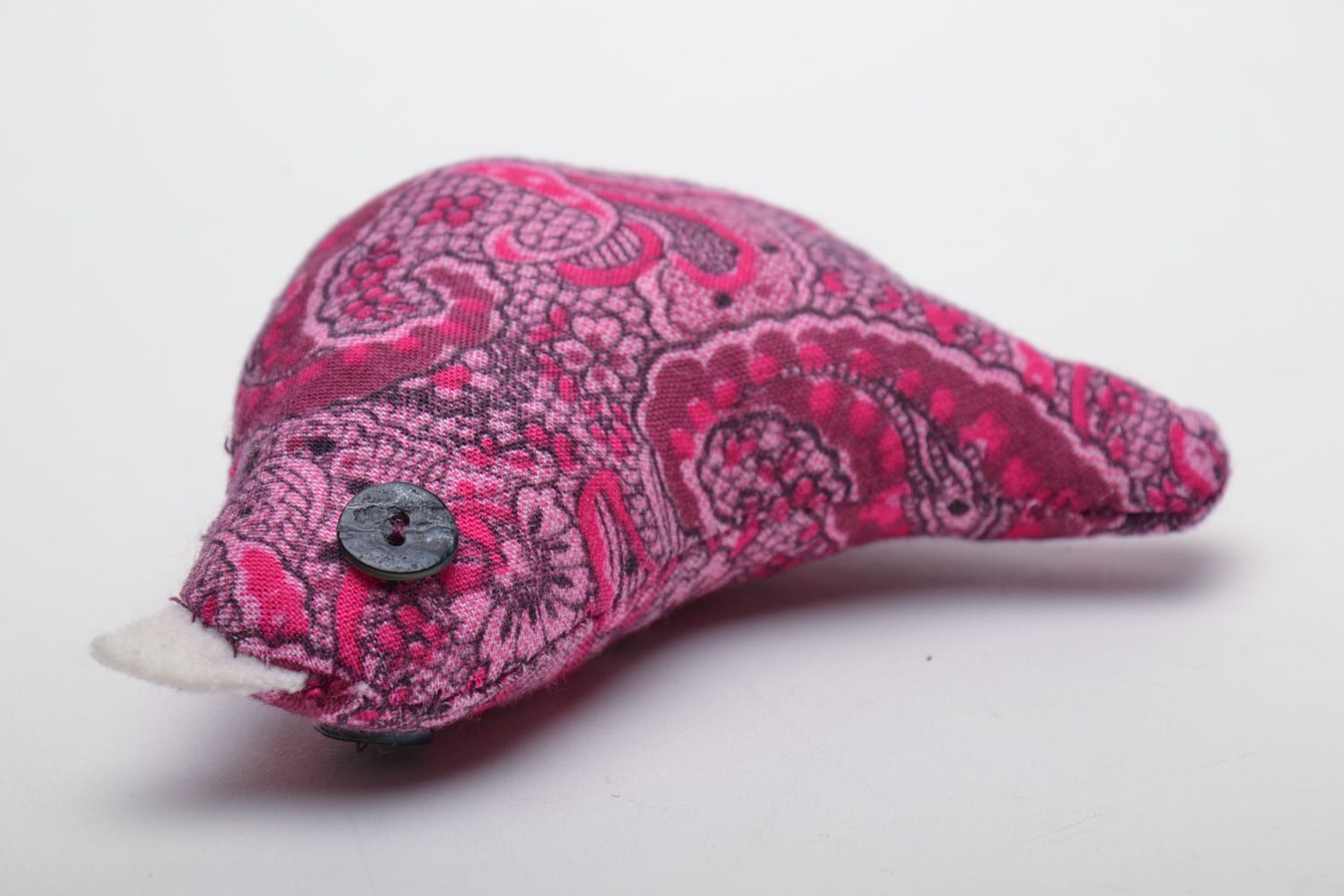 Petit jouet décoratif en tissu naturel fait main en forme d'oiseau violet photo 4