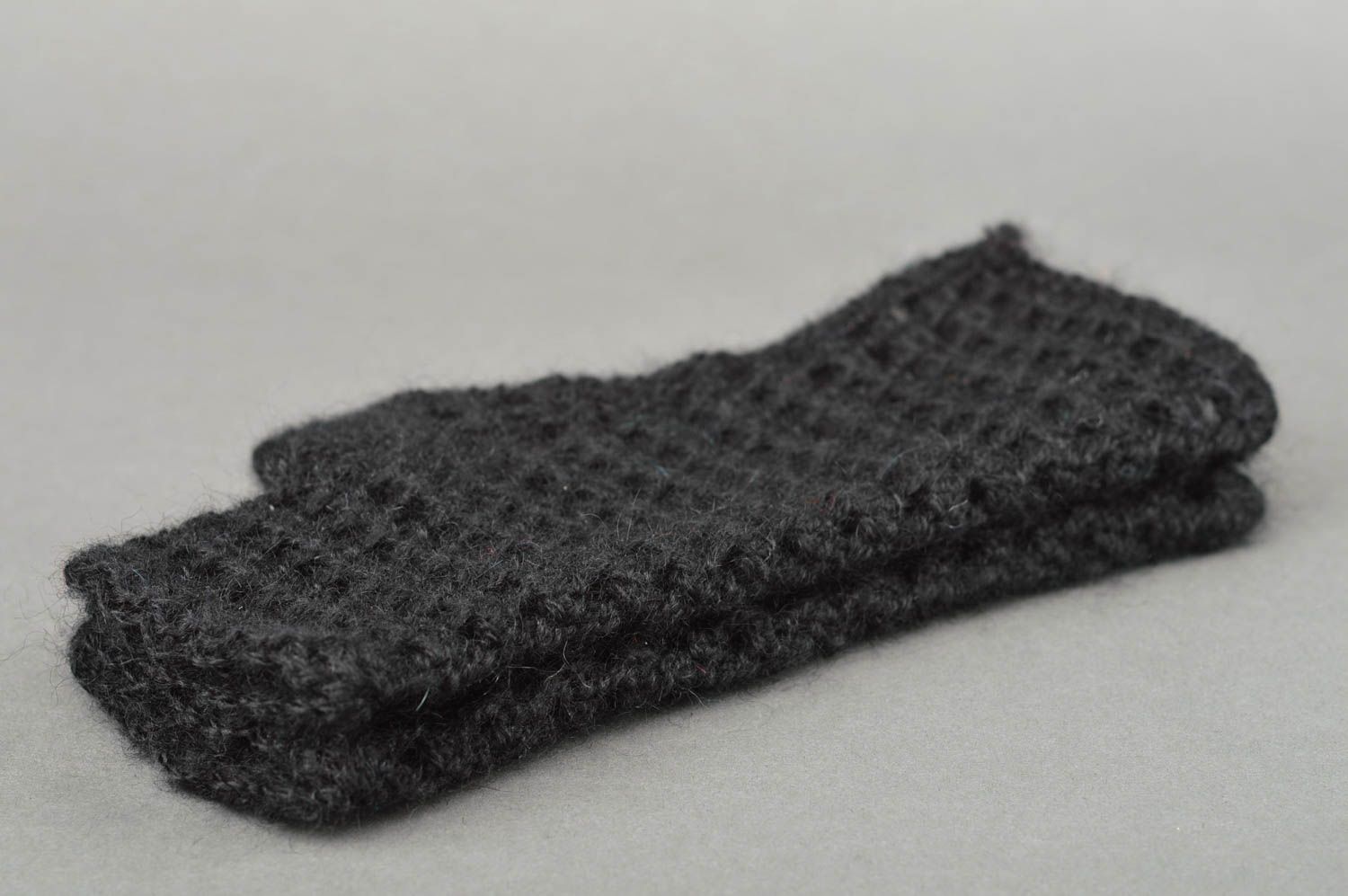 Mitones a crochet hechos a mano negros accesorios de moda ropa femenina foto 5