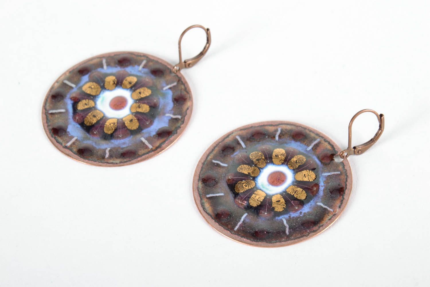 Blaue Ohrringe aus Kupfer foto 1