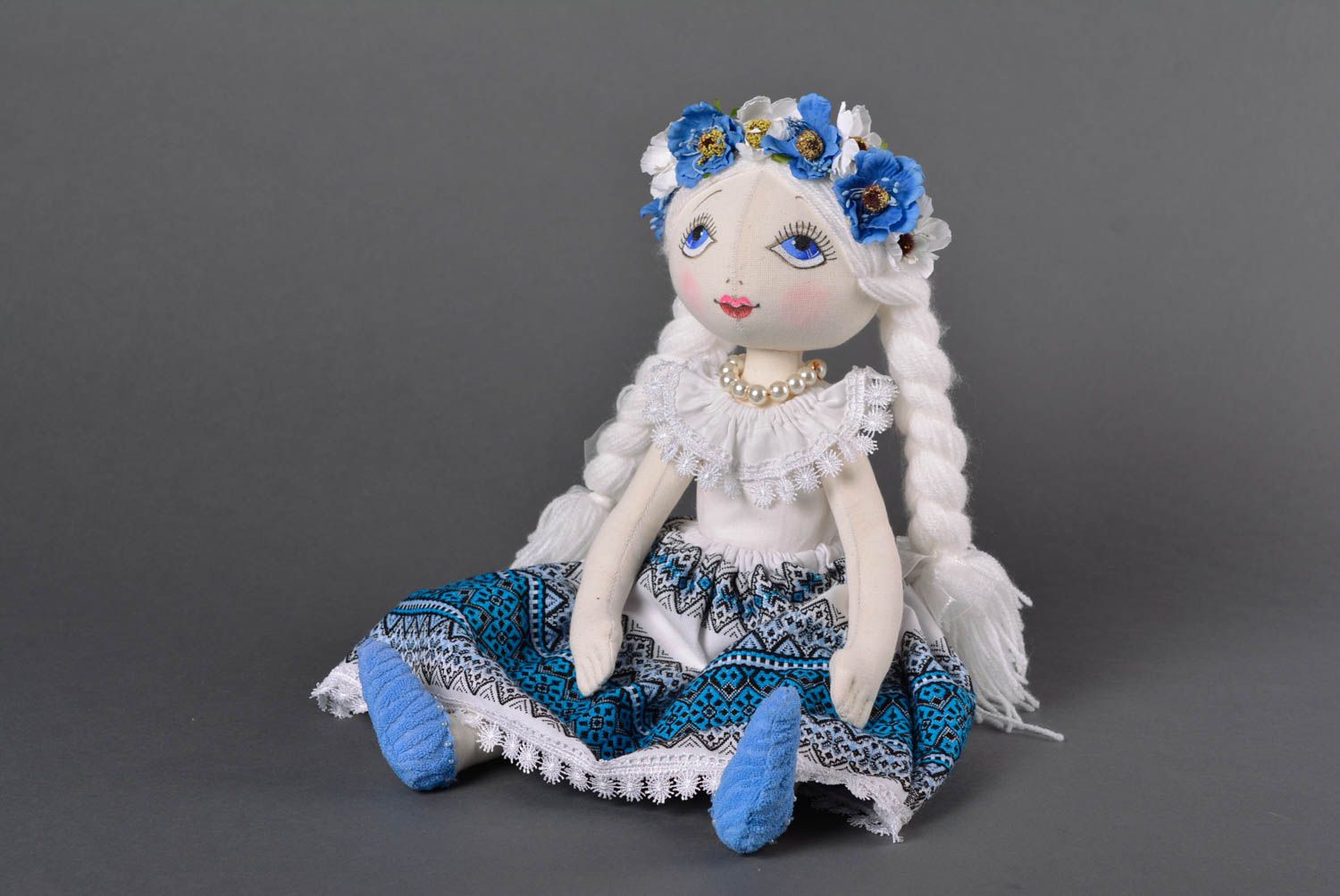 Кукла ручной работы кукла из ткани мягкая кукла с косичками небольшая красивая фото 1