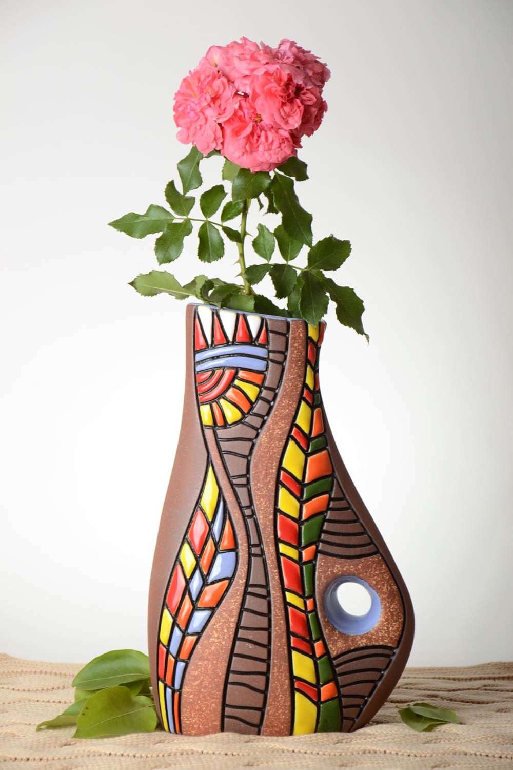 Керамическая ваза для цветов ручной работы красивая ваза декор интерьера фото 1