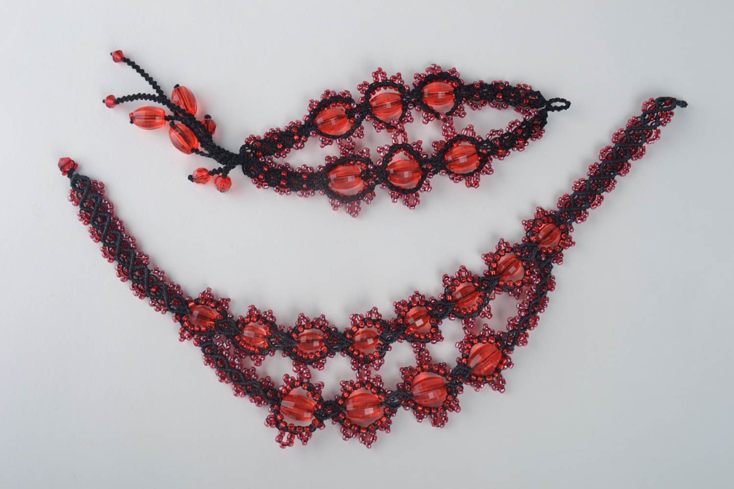 Handmade collar necklace macrame jewelry beaded bracelet woven accessories photo 4