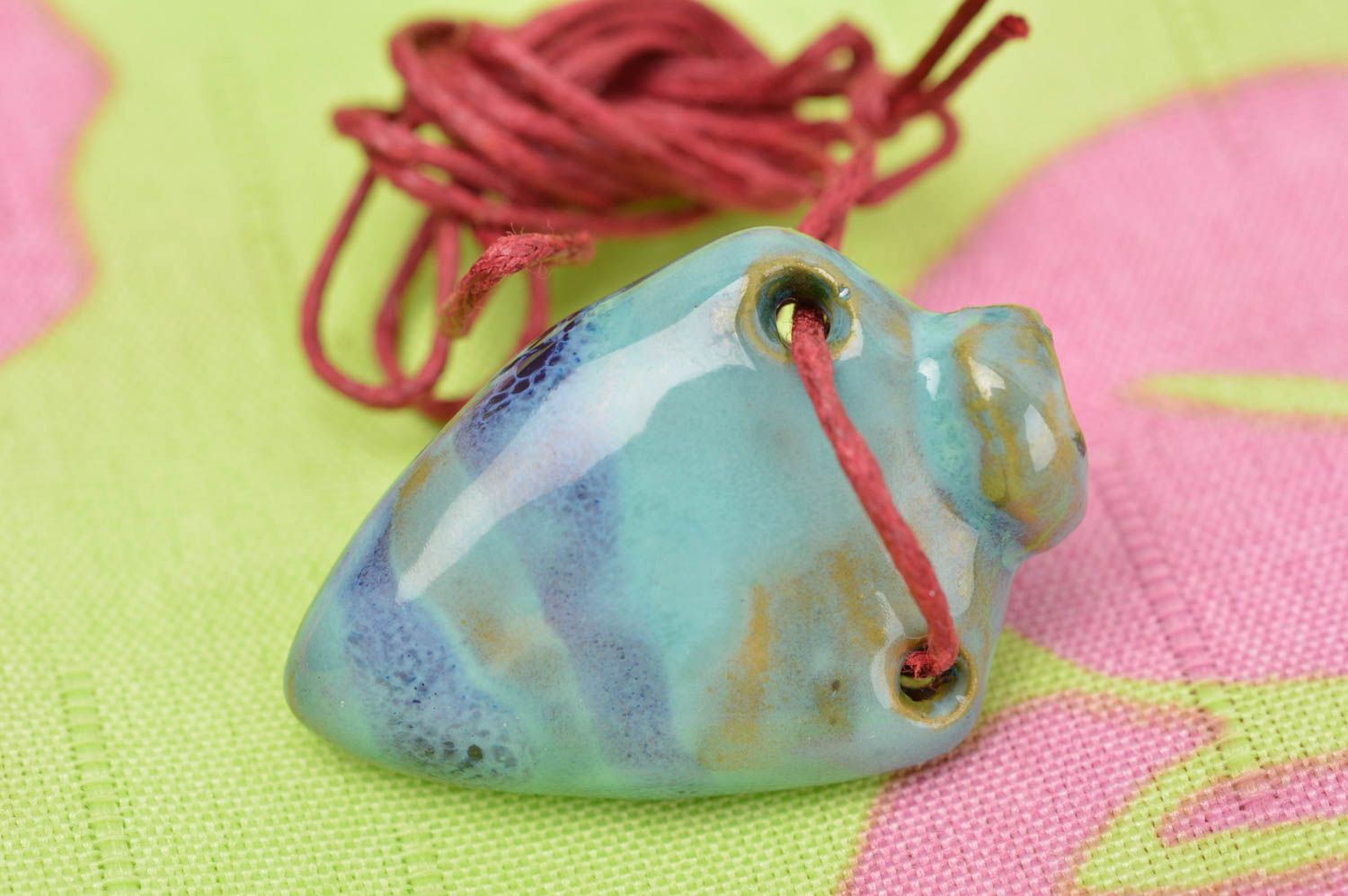 Handgemachter Keramik Anhänger Aroma Anhänger blau Geschenk für Mädchen elegant foto 1