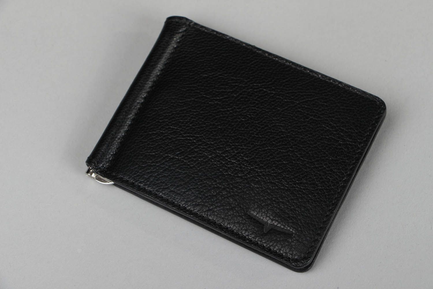 Black natural leather wallet  photo 1