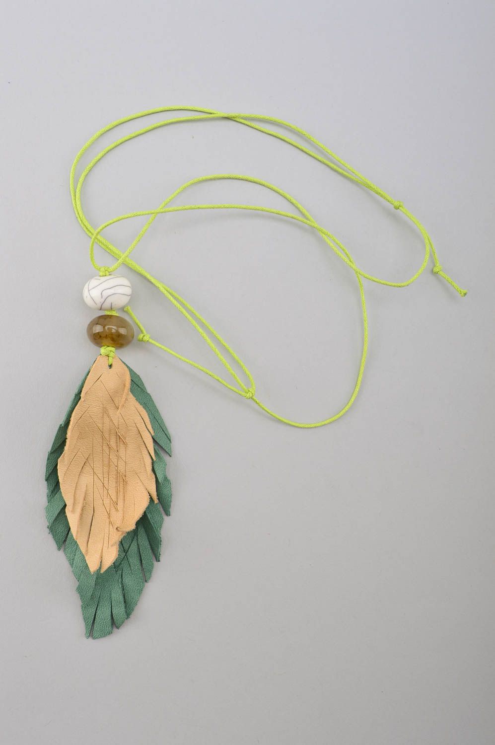 Handmade pendant leather pendant unusual accessory unusual pendant gift for girl photo 2