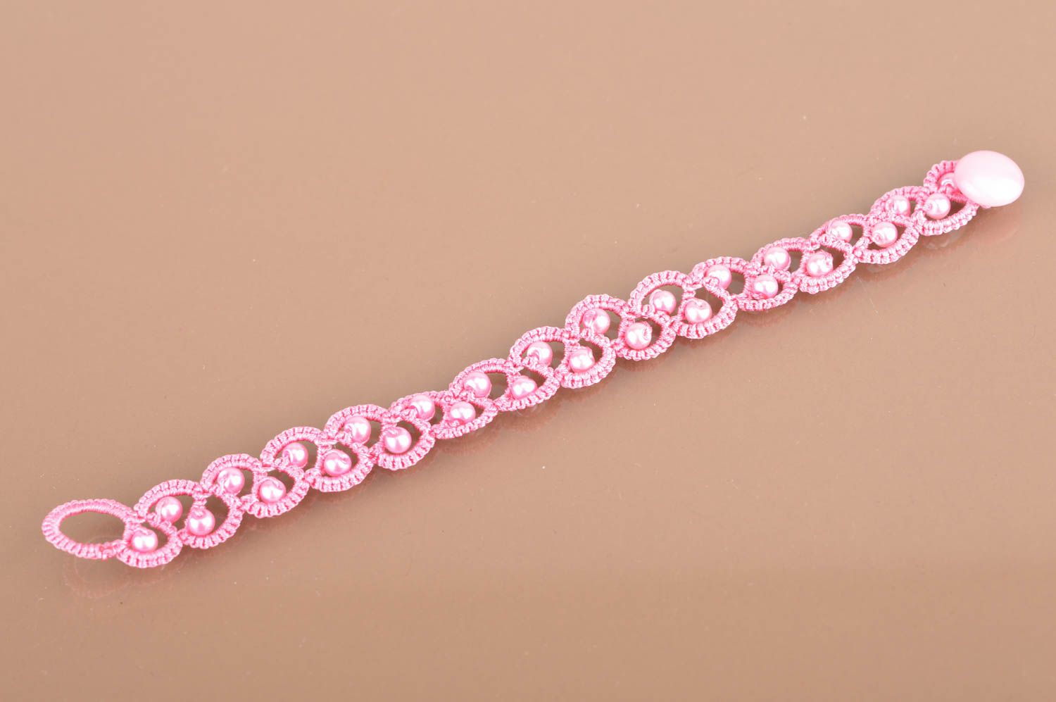Pink tatted bracelet