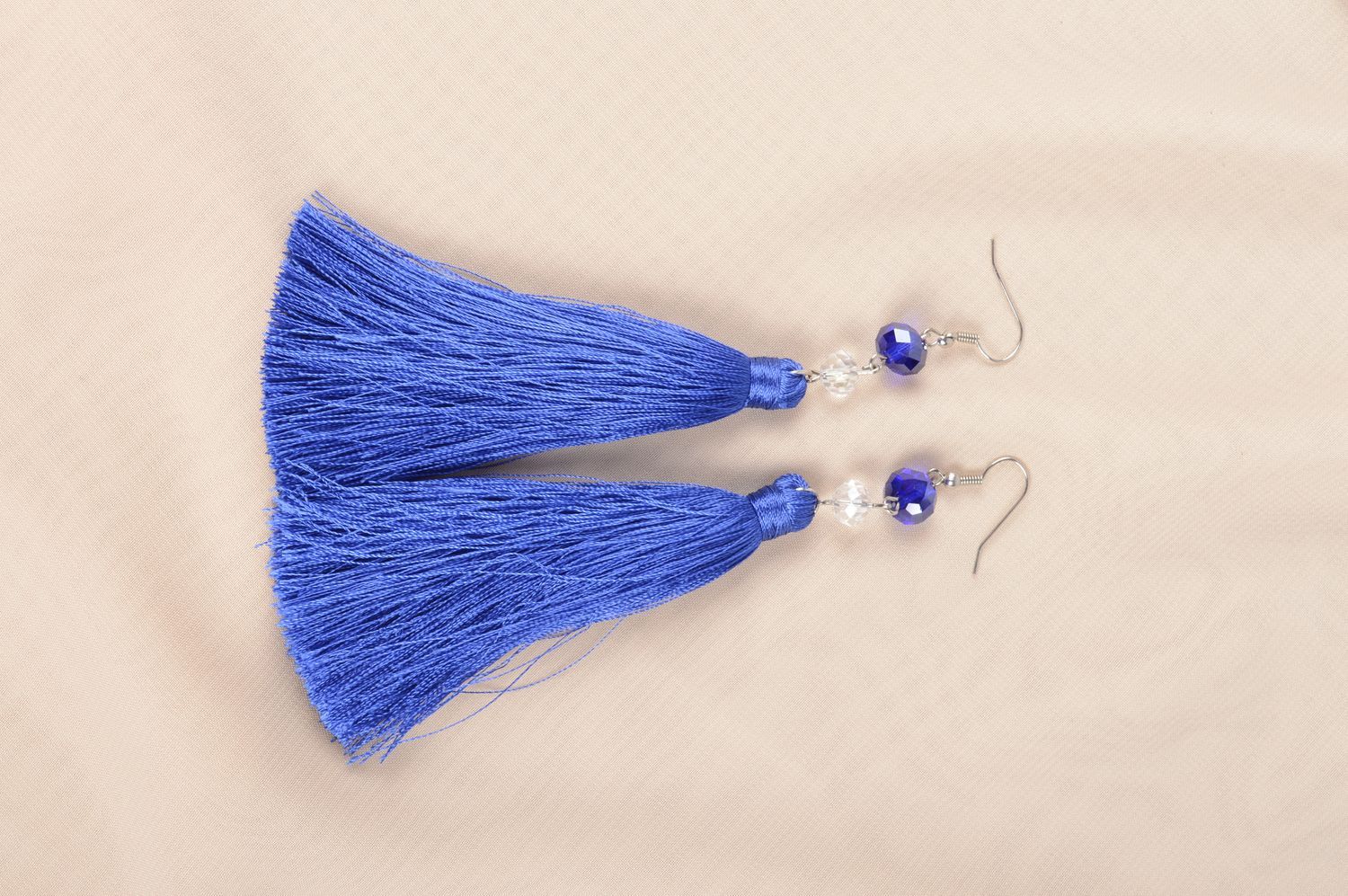 Blaue Ohrringe für Damen Schmuck Ohrhänger ausgefallener Ohrschmuck handgemacht foto 5