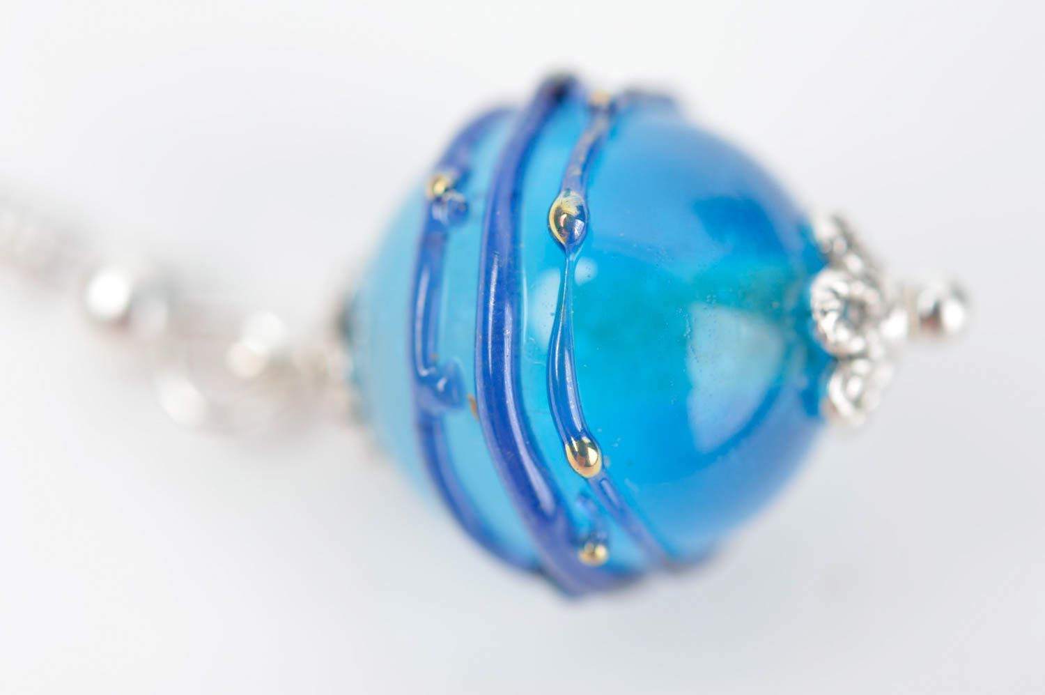 Handmade Accessoire für Frauen Damen Schmuck Glas Ohrringe blaue Kugeln modisch foto 3
