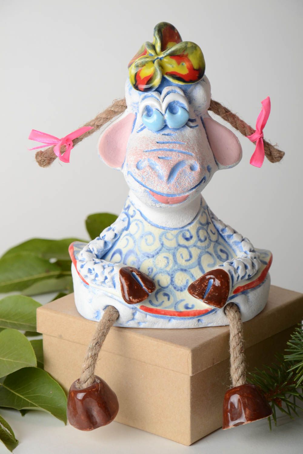 Tirelire fait main Figurine animal en céramique amusante Cadeau enfant Brebis photo 1