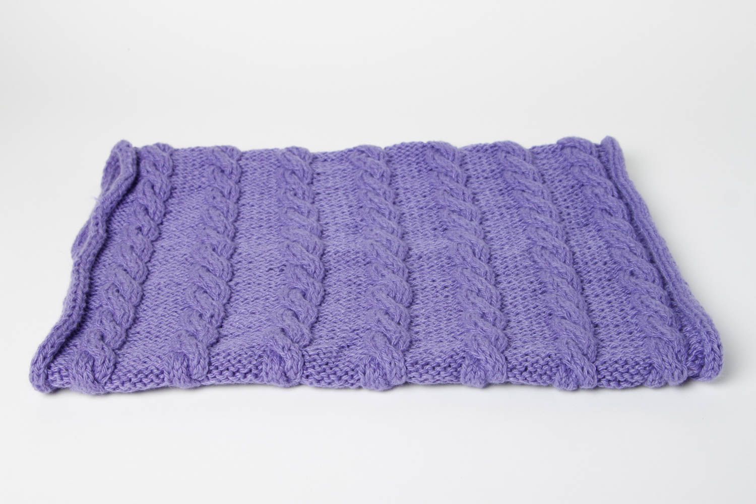 Bufanda snood hecha a mano accesorio para mujeres bufanda tejida color lila foto 3