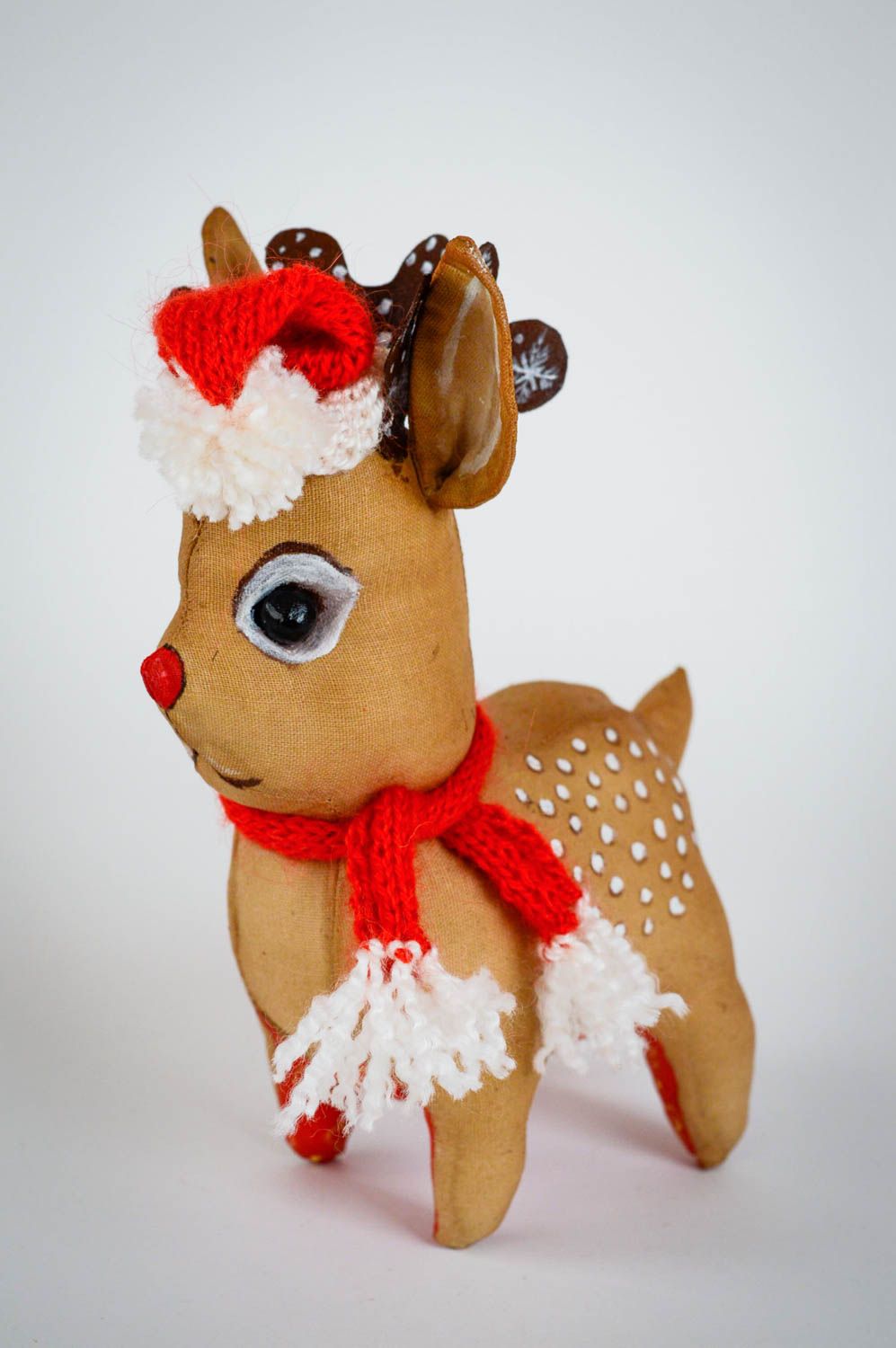 Peluche cerf Rudolphe décorative en tissu de coton parfumée faite main photo 1