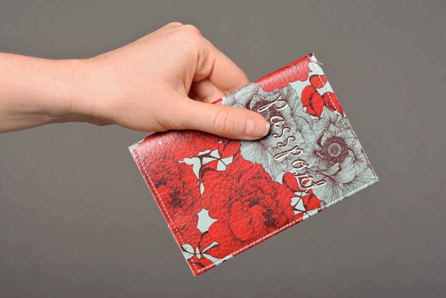 Pass Schutzhülle handmade Etui Reisepass Ausweis Schutzhülle in Rot mit Print foto 4