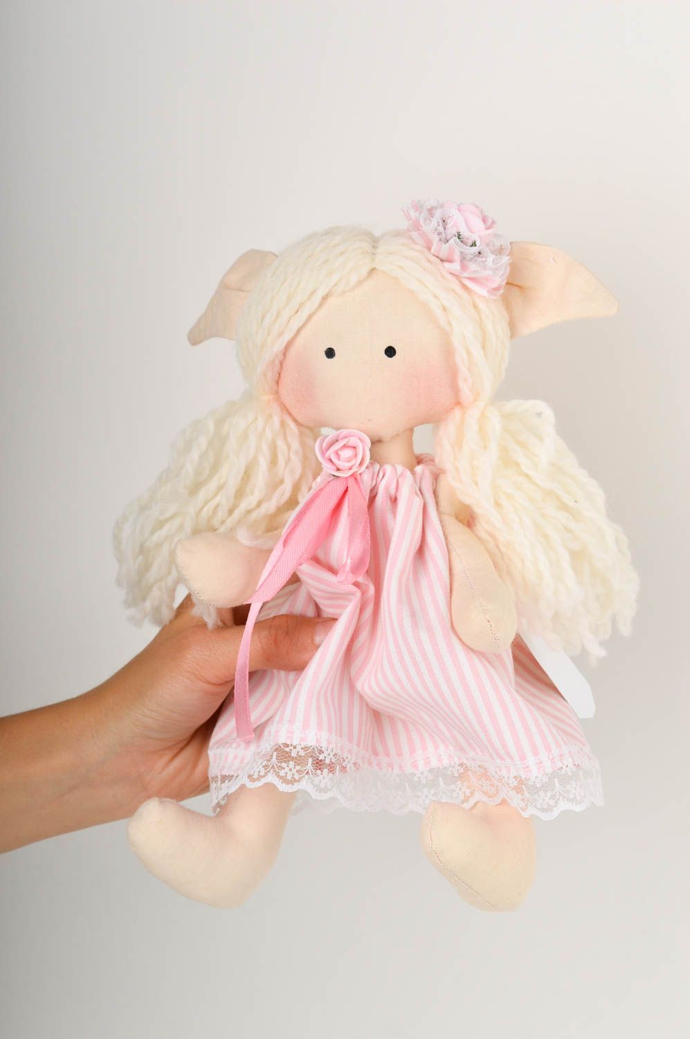 Кукла ручной работы кукла из ткани розовая мягкая кукла авторского дизайна фото 2