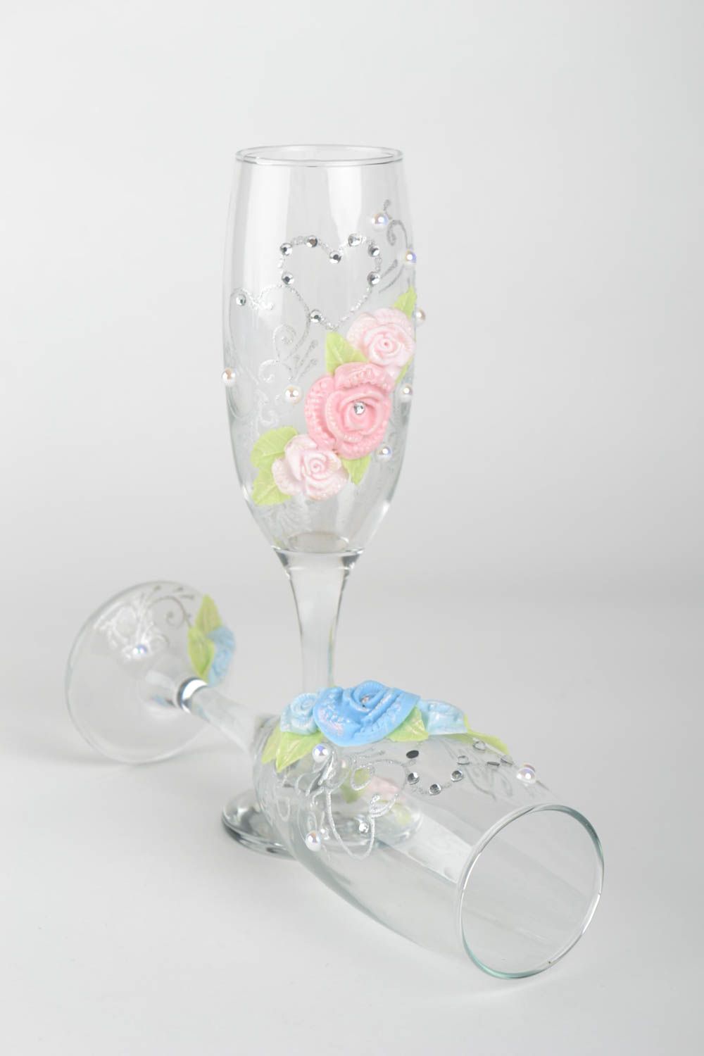 Copas para boda hechos a mano vasos de cristal decorados decoración de mesa   foto 5