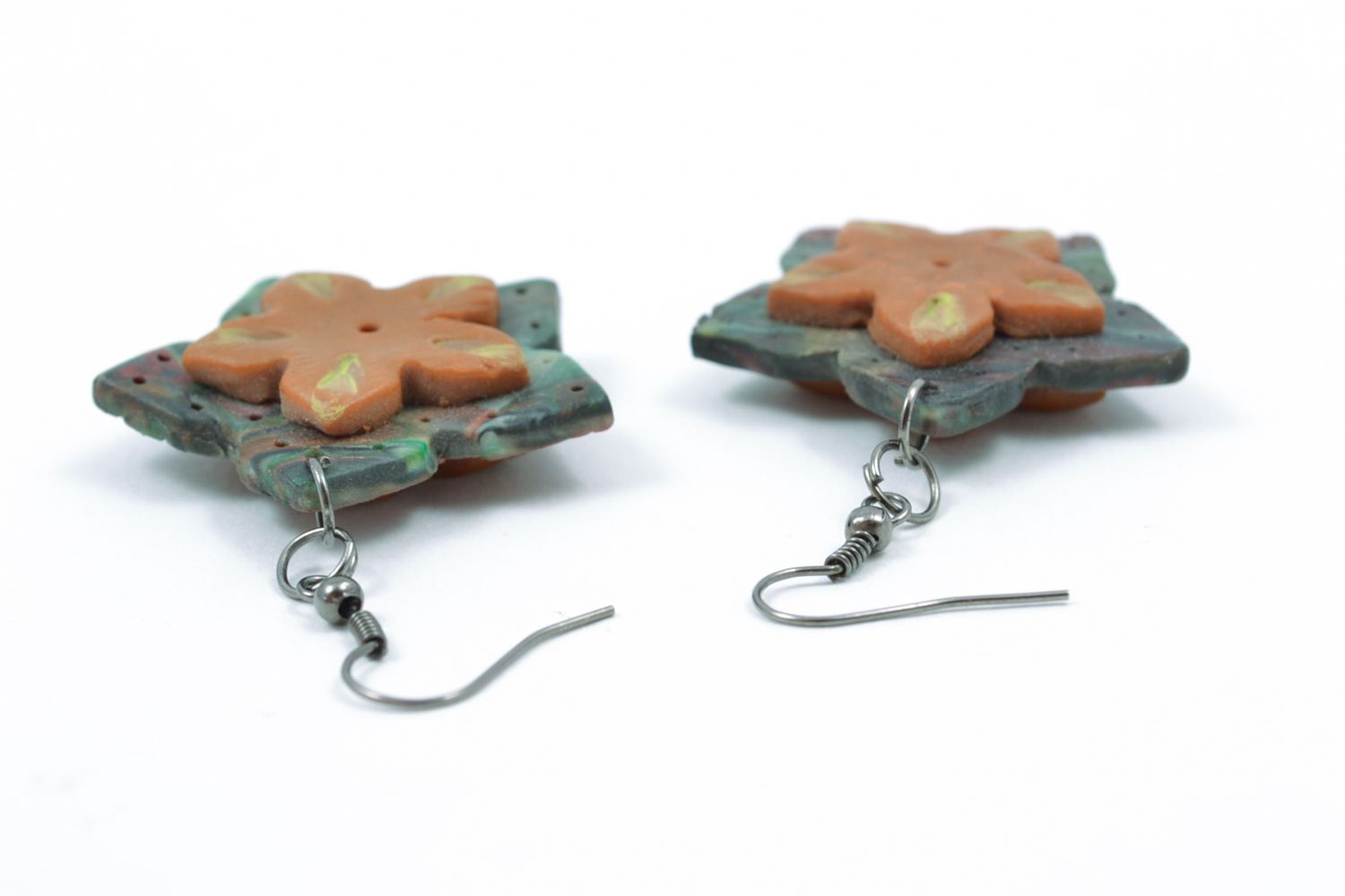 Designer polymer clay floral earrings photo 4