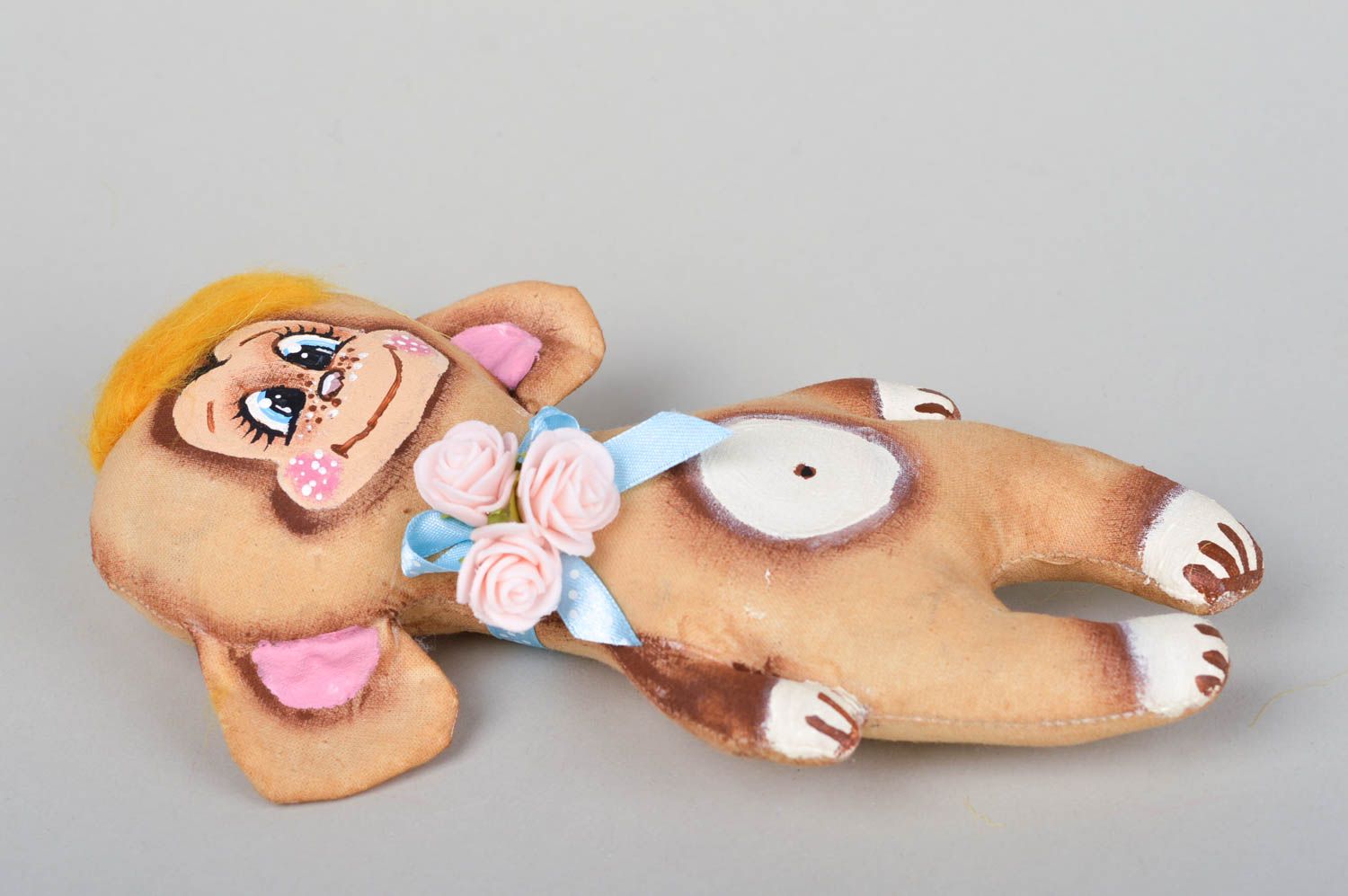 Textil Spielzeug handgemachtes kleines Kuscheltier originelles Geschenk Affe foto 3