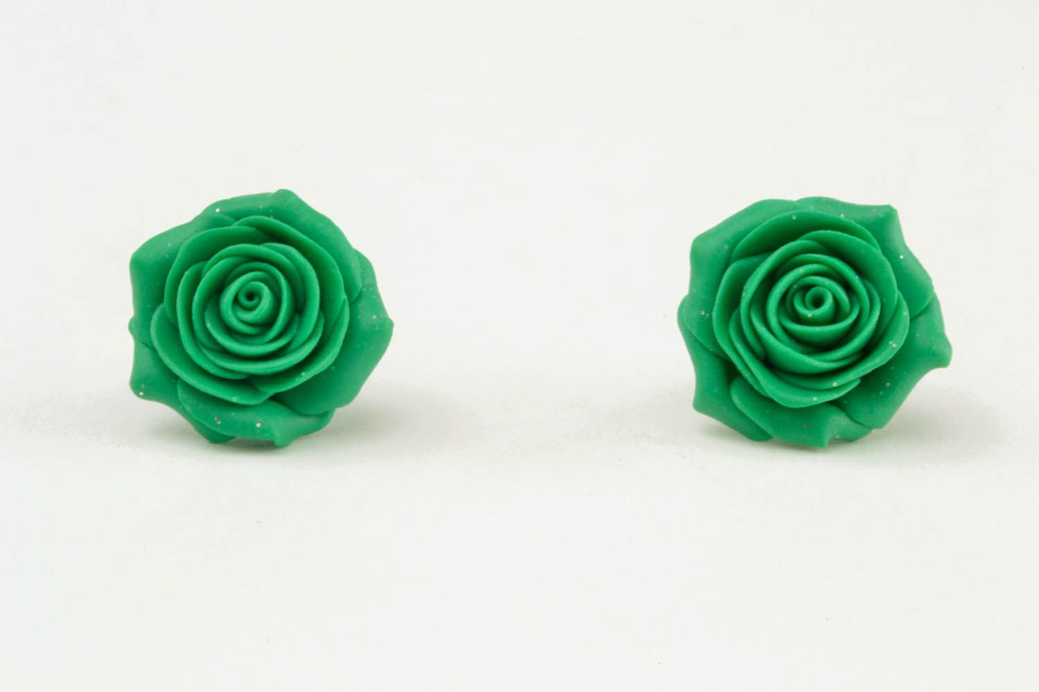 Серьги-гвоздики Зеленые розы фото 3