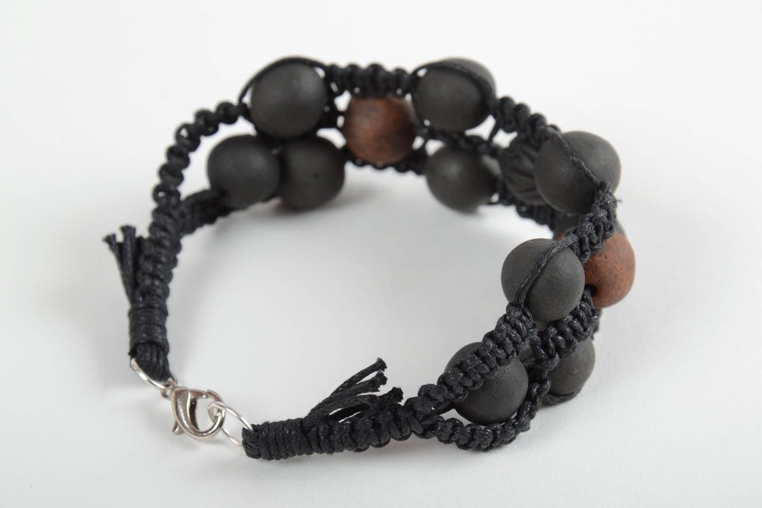 Women handmade woven cord bracelet wrist bracelet with beads fashion accessories photo 6