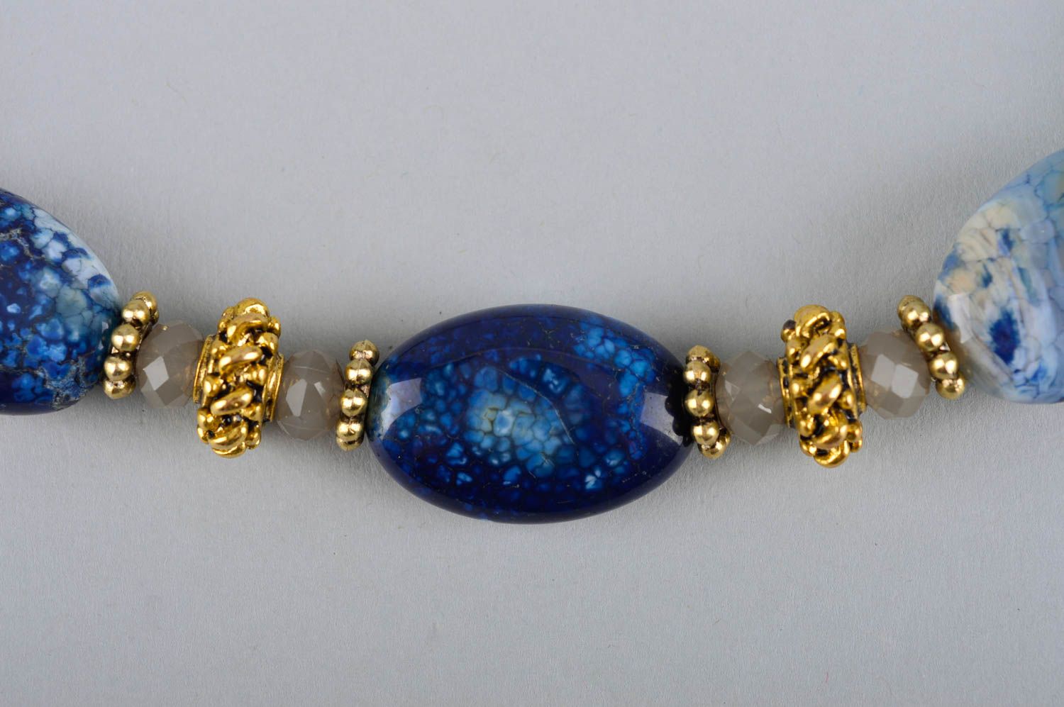 Unique natural stones designer necklace handmade bijouterie present for woman photo 3