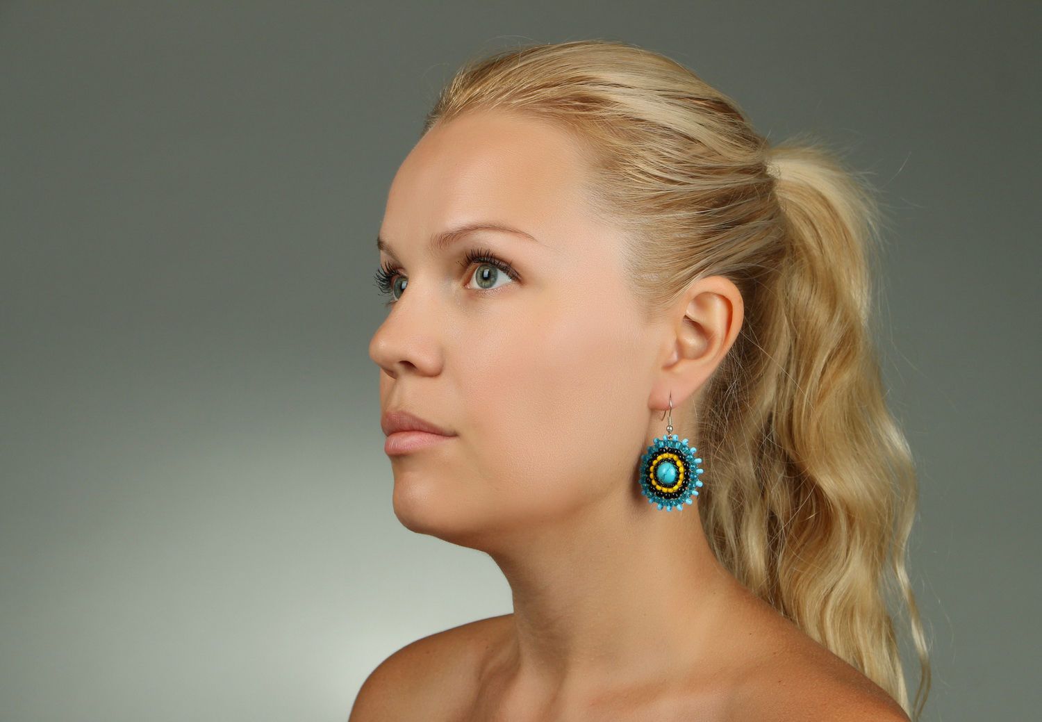 Boucles d'oreilles en perles de rocaille et turquoise photo 4