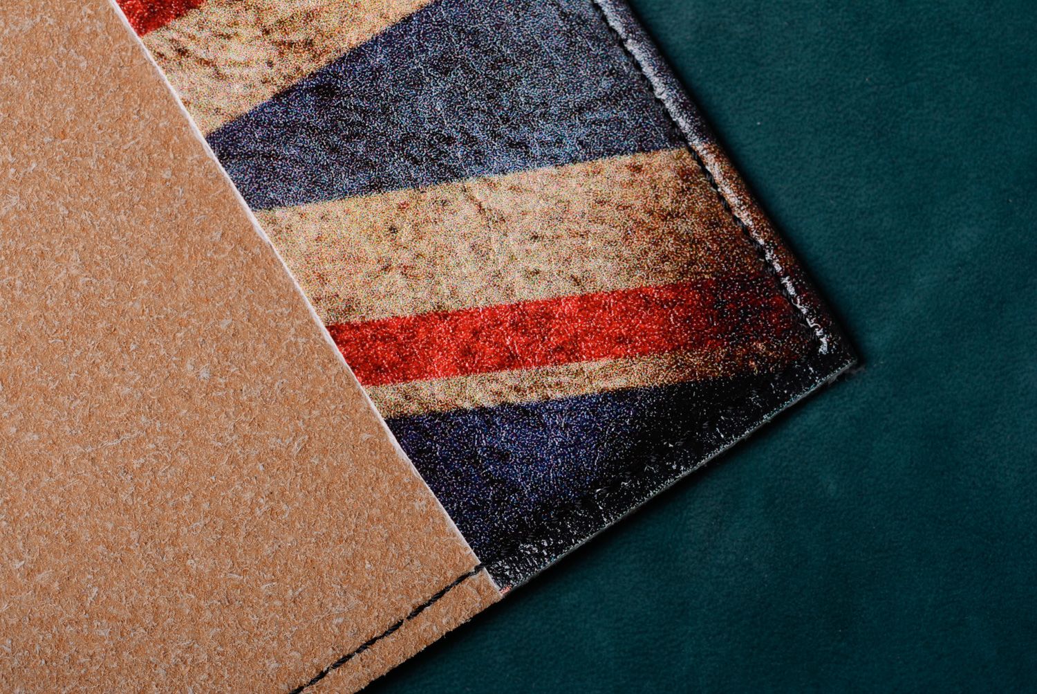 Homemade leather passport cover with print Britain photo 5