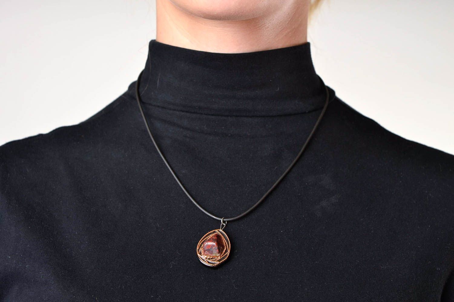 Handmade necklace pendant necklace wooden pendant designer accessories  photo 1