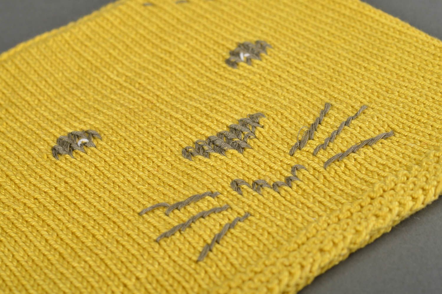 Bonnet chat crochet fait main Chapeau tricot jaune design Vêtement enfant photo 3
