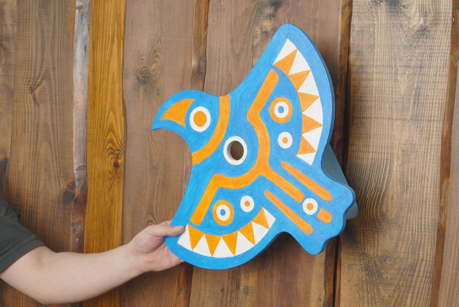 Nichoir en bois fait main peint décoration extérieure en forme d'oiseau photo 2