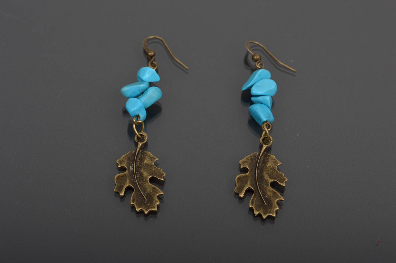 Handmade turquoise earrings unusual stylish earrings natural stone earrings photo 4