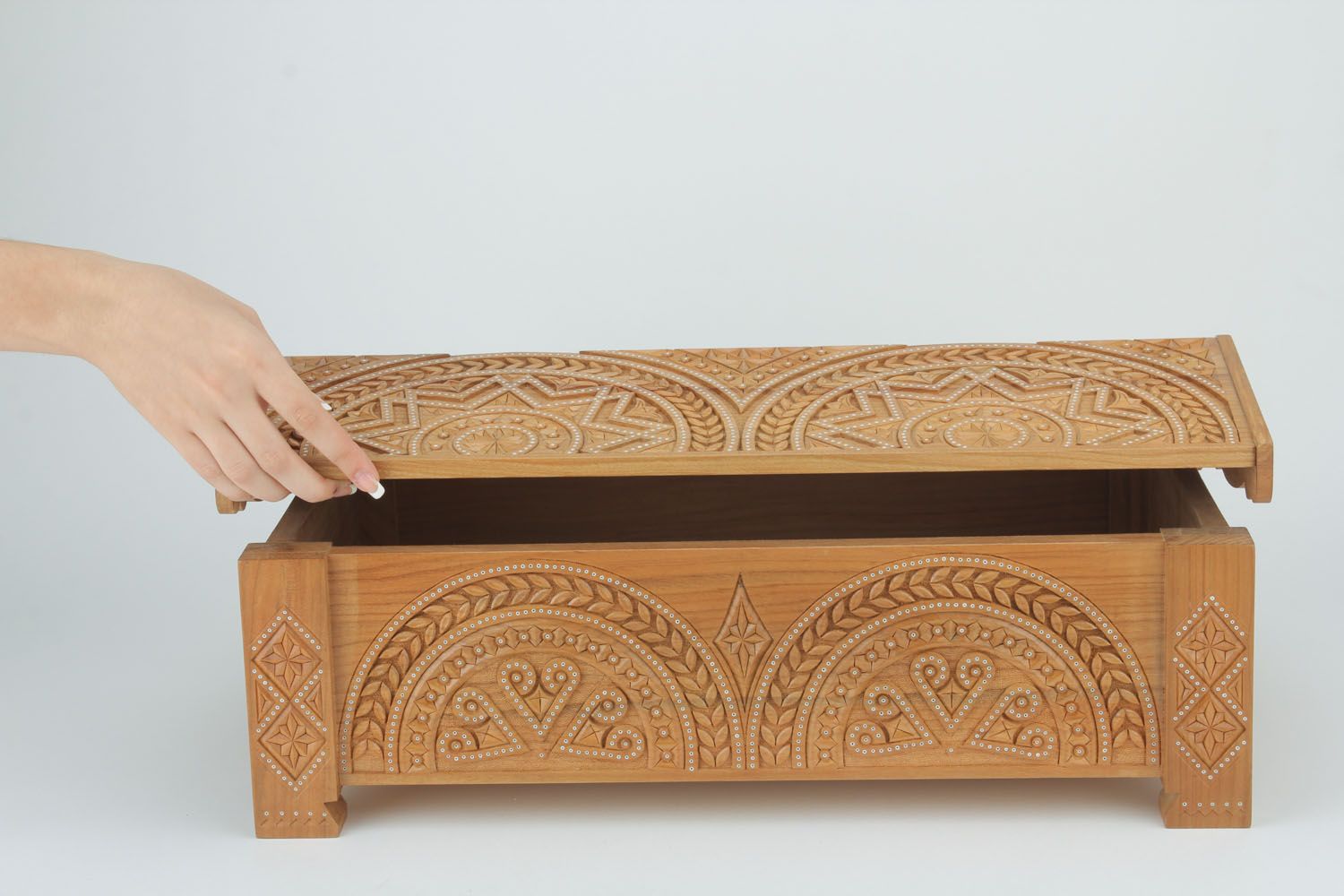 Scatola di legno fatta a mano cofanetto intarsiato scrigno bello da donna
 foto 2