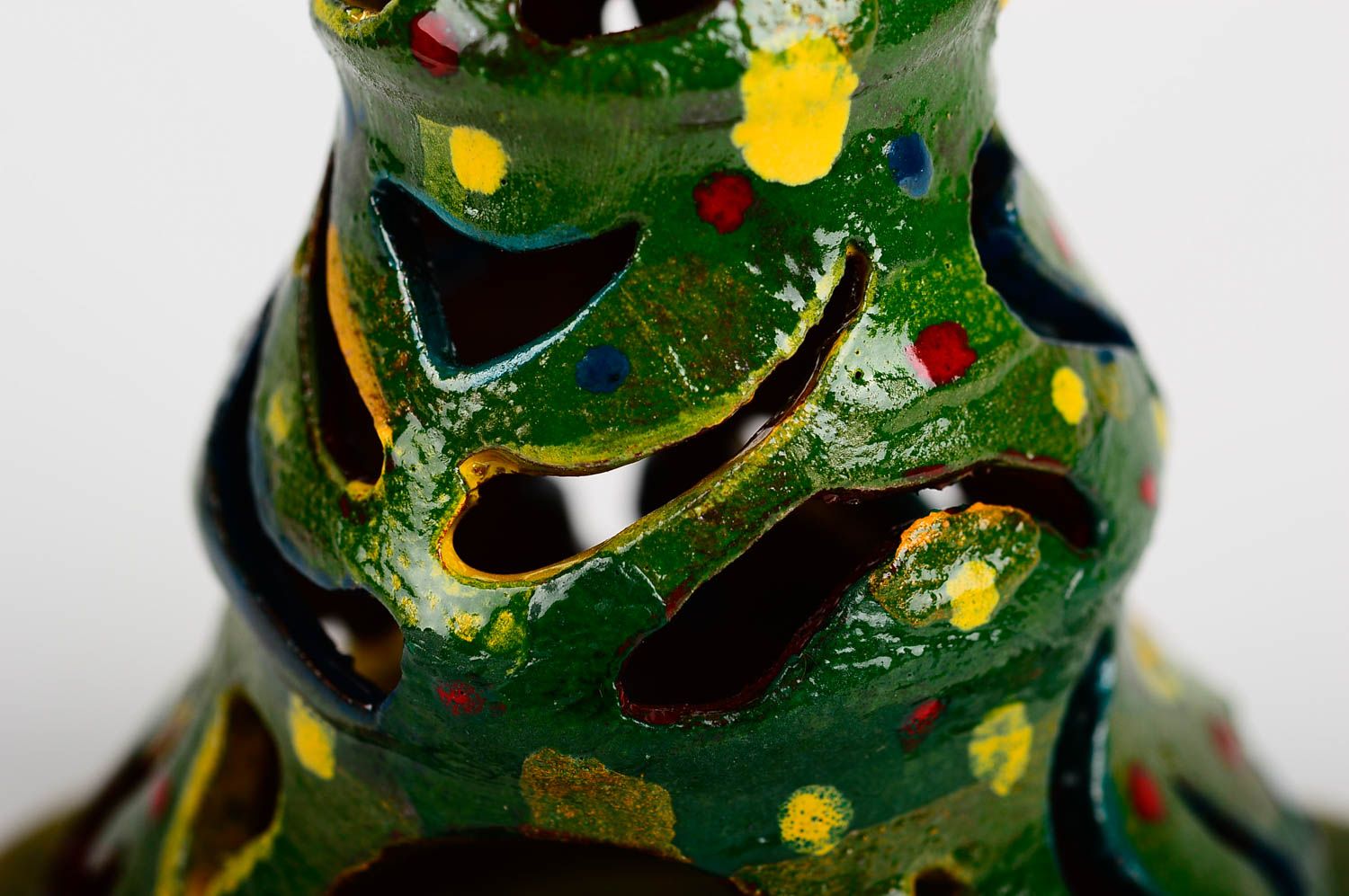 Зеленый подсвечник ручной работы декор для дома керамический подсвечник фото 5