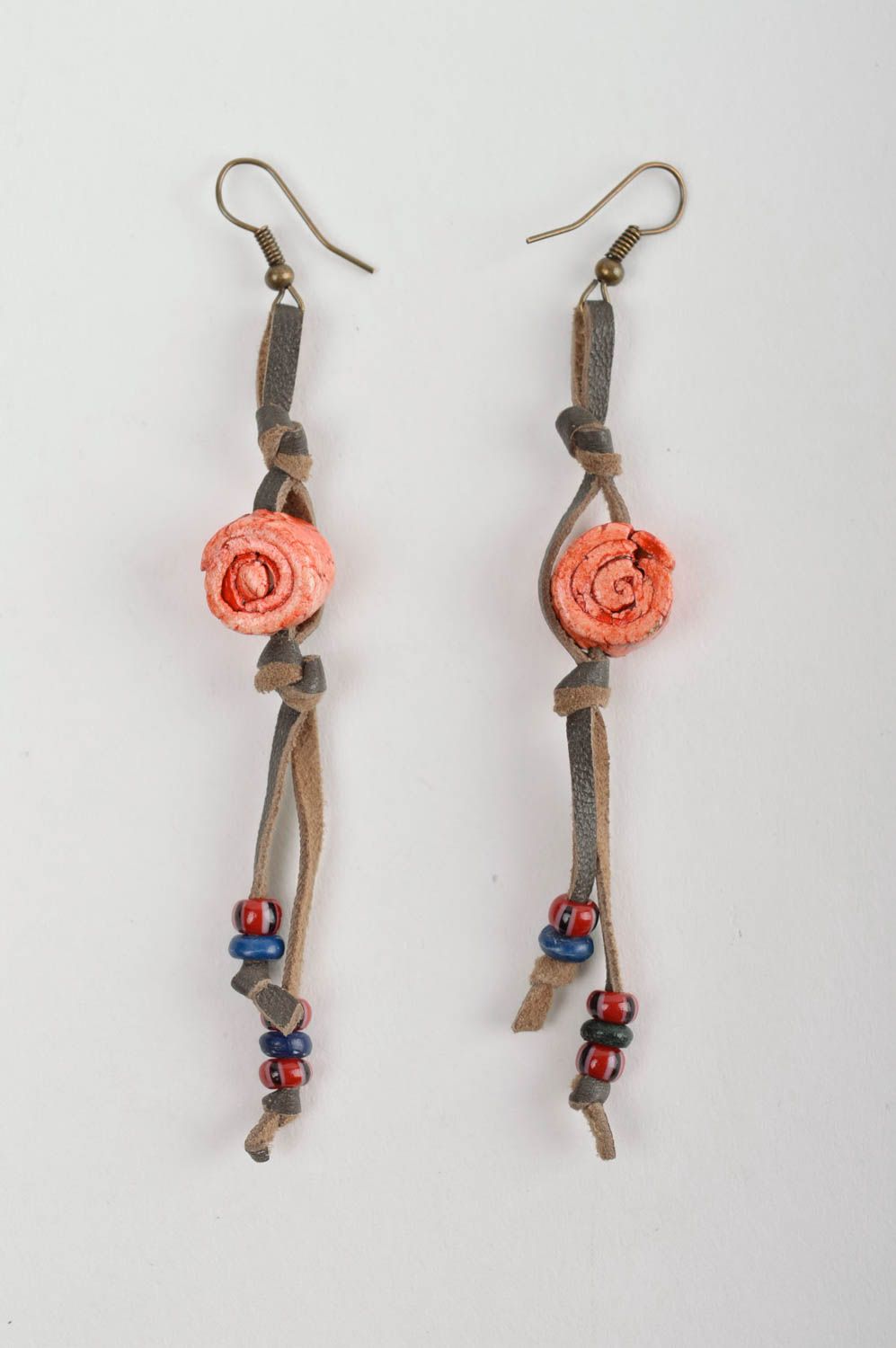 Unusual handmade leather earrings stylish plastic earrings beautiful jewellery photo 3
