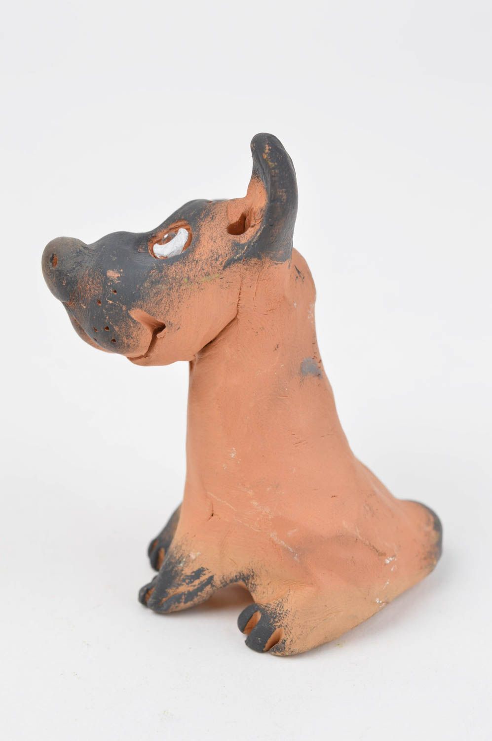 Figurine animal faite main Statuette design chien en argile Déco maison photo 2
