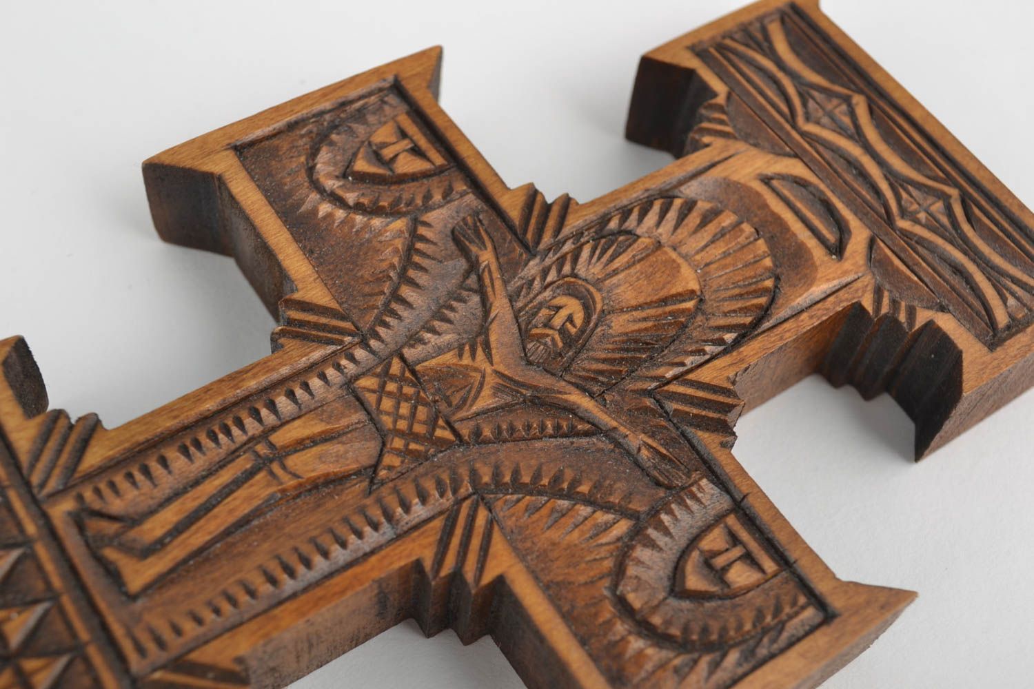 Handmade geschnitztes Kreuz Wandkreuz aus Holz Haus Dekoration originell foto 3